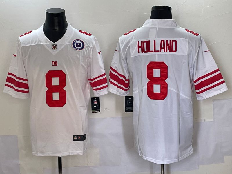 Men 2025 New York Giants #8 Holland White Second generations Nike Limited NFL Jersey style 2->new york giants->NFL Jersey